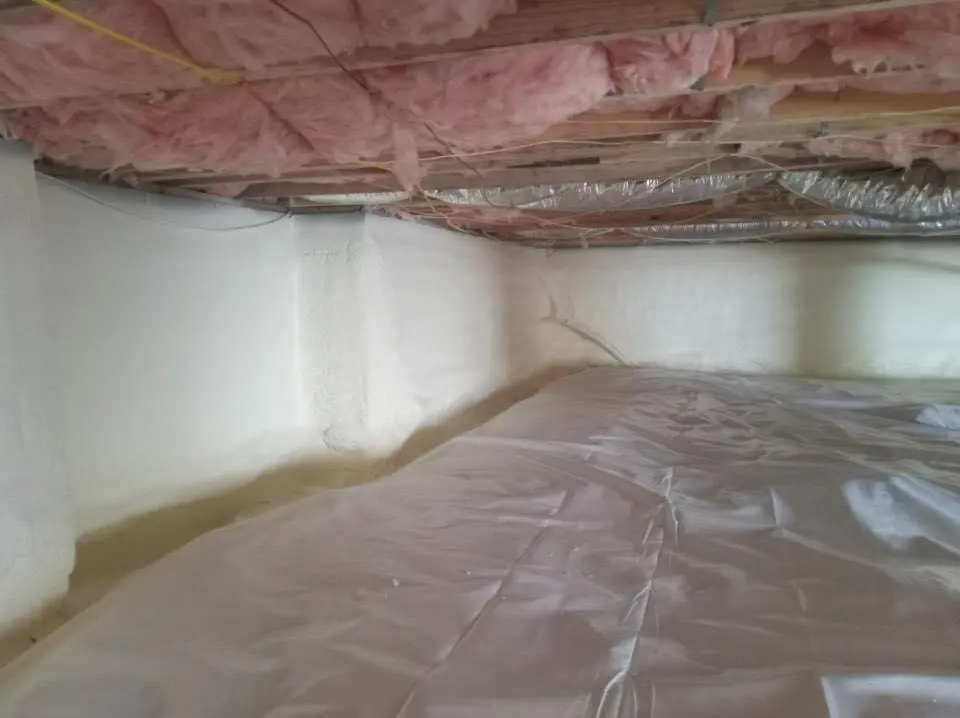 Crawl space encapsulation with closed-cell spray foam for Metal Roof Coating in Owego